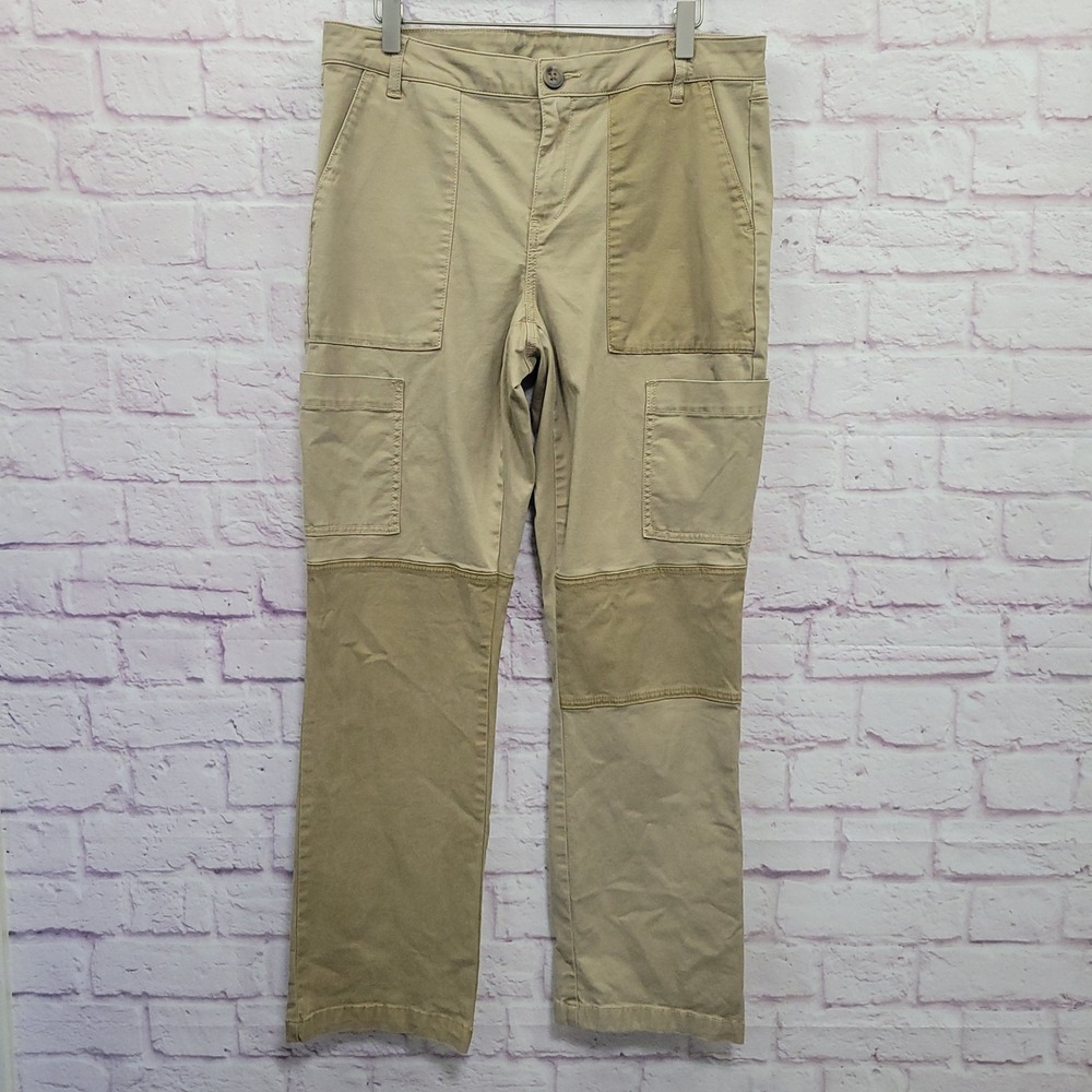 Cabi Captain Cargo Pants Womens 10 Khaki Patchwork Pocket Utility Gorpcore Work
